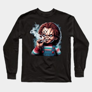 Chucky Smoking Tee: Add a Dash of Mischief Long Sleeve T-Shirt